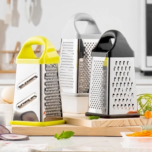 Multi Sided Box Grater Stainless Steel Multi Functional Vegetable Slicer Shredder With Non Slip Base And Storage Container