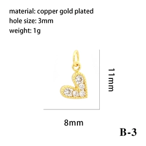Detailed size specifications for the 18K gold plated heart pendant with zircon stones