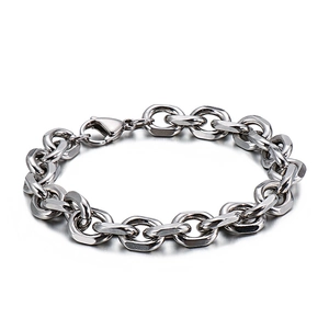 Bracciale a catena a O in acciaio inossidabile lucido con chiusura a moschettone stile punk-chic