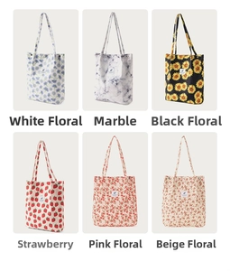 Bolso tote grande de pana con estampado floral bolso de hombro vintage casual colorido