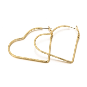 Heart Shaped Hoop Earrings Stainless Steel Large Twisted Spiral Textured Minimalist Fashion Jewelry For Women