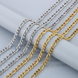 Stainless Steel Curb Chain Necklace For Men Women Hip Hop Figaro Pattern Jewelry Punk Style Minimalist Necklaces
