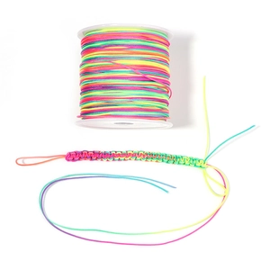 Macaron rainbow 0.8mm Chinese knot cord roll with handmade braided bracelet sample