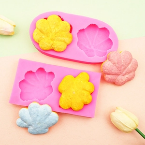 Pink flower silicone mold for handmade soap and baking with floral shaped results