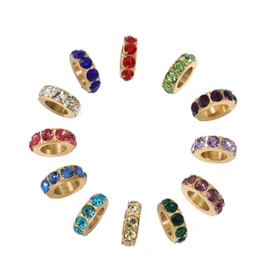 Lot de 12 perles de naissance colorées en strass pour bijoux DIY avec placage en or