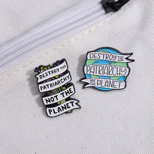 Enamel badges with Destroy The Patriarchy slogan for clothing and bags decoration