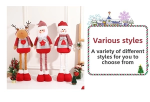 Detailed view of standing Christmas dolls featuring reindeer, Santa and snowman designs