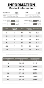Size chart showing S-3XL measurements and material specs for men's hooded sweatshirt