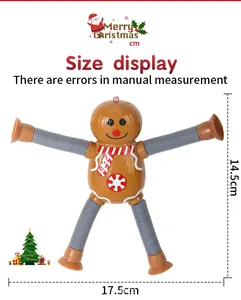 Size chart for Gingerbread Man stress toy with measurements and suction cup limbs