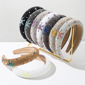 Baroque Padded Sponge Rhinestone Headband For Women Fashion Inlaid Sparkling Hair Hoop Star Pattern Headpiece Accessories