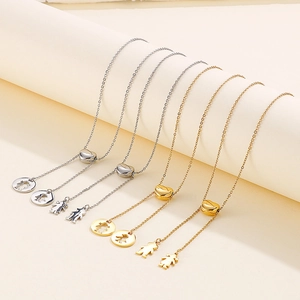 Collier Pendentif En Y En Acier Inoxydable Avec Curseur Coeur Gland Réglable Garçon Fille Silhouette Ronde Creuse