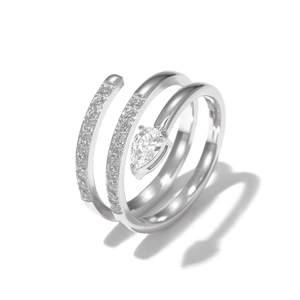 Elegant silver snake-shaped wrap ring featuring sparkling cubic zirconia in a spiral design
