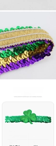 Detailopname van kleurrijke pailletten haarband veder haaraccessoire met fijne textuur.
