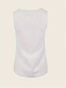 Haut blanc sans manches pour femme, vue arrière au design épuré et texture lisse