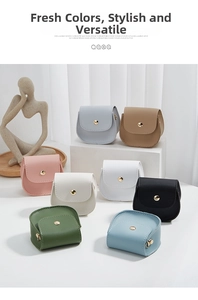 Collection of colorful PU leather semi-circular mini pouches with gold snap buttons