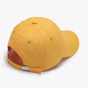 Ginger yellow soft cotton baseball cap with adjustable metal buckle and breathable holes