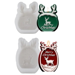 Molde de silicona para velas de reno navideño con patrones de relieve de alce de Navidad