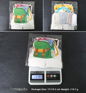Front and back detail of school party honeycomb centerpieces with weight measurement