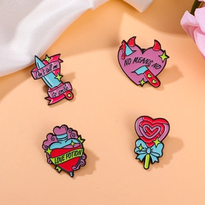 Enamel Pin Badge Brooch Alloy Cartoon Heart Potion Dagger Lollipop Decor Gift For Clothes Bag Denim Jacket Punk