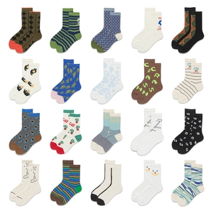 Women Mid Tube Socks Cotton Blend Breathable Japanese Style Patterned Striped Floral Crew Socks For Casual Daily Wear