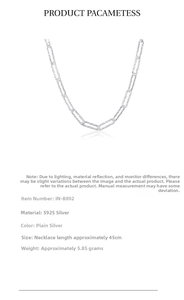 Detail of 45cm S925 sterling silver chain necklace showing 5.85g weight and dimensions