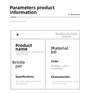 Detailed specifications chart for the PP and PET soft bristle cleaning brush set
