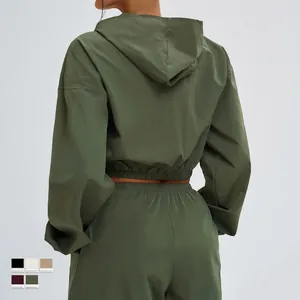 Women's army green hooded sun protection outdoor jacket and pants sport set