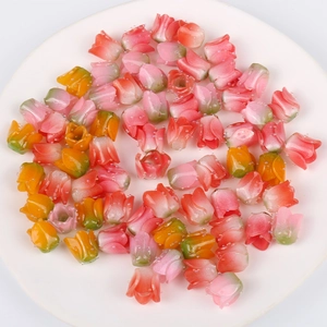 Tulip Flower Beads Acrylic Gradient DIY Jewelry Making Accessories For Earrings Hairpins Craft Supplies