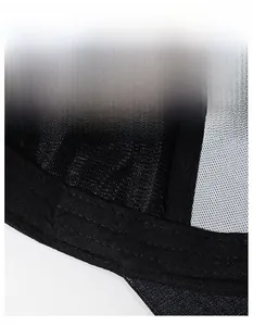 Detail view of the wide sweatband inside a winter baseball cap with mesh fabric texture