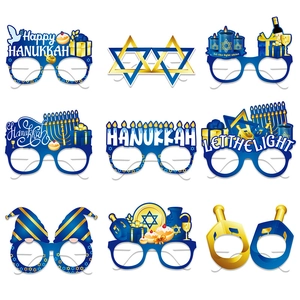 Lot de 9 lunettes de fête Hanoucca en papier avec motifs de ménorah et étoile de David