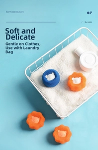 Reusable laundry sponge balls for hair removal and anti-tangle protection in blue and orange
