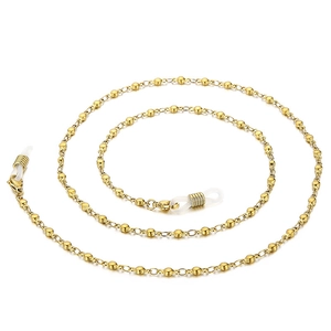 Elegante catenella a sfere dorate per occhiali e maschere con asole in silicone e chiusure