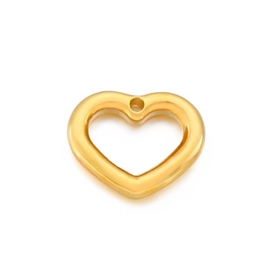 Minimalist golden hollow heart pendant with single hole for DIY jewelry making and earring crafts