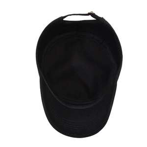 Black cotton cadet cap with SPORT embroidery and adjustable buckle for outdoor activities