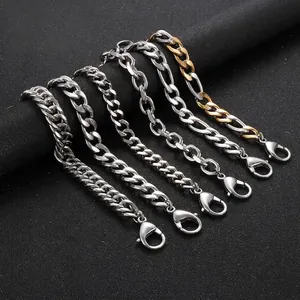 Bracelet En Acier Inoxydable Pour Homme Maille Gourmette Figaro Minimaliste Punk Hip Hop Bijoux Industriels Cadeau
