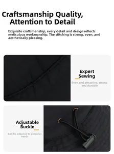 Close-up of high-density fabric stitching and adjustable toggle on outdoor sun hat