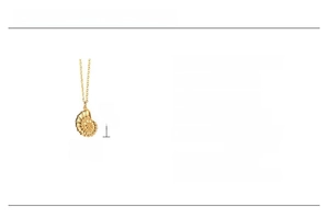 Detailed specs of gold conch shell necklace in titanium steel with pendant dimensions