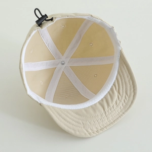 Kids quick-dry baseball cap interior view with breathable mesh and adjustable drawstring
