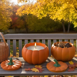 Orange pumpkin candle mold and resin storage box kit for autumn holiday decoration