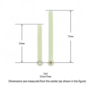 Fluorescent clock hands set model 264 with 55mm and 75mm length measurements