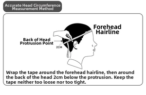 Size guide illustration for measuring head circumference for women's leopard sun visor hats