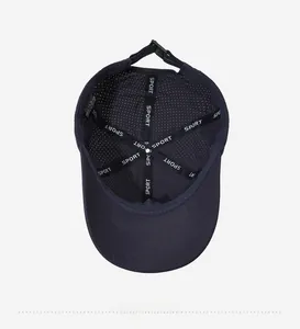 Detailed inner view of breathable mesh sports baseball cap with adjustable strap
