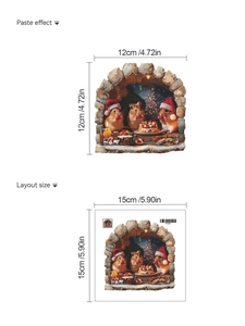 Détail montrant l'effet de pose et les dimensions du sticker mural de souris de Noël