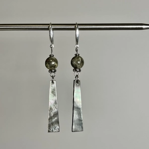 Dangle Earrings Natural Pyrite Black Mother Of Pearl Shell With Earring Post Vintage Chinese Style