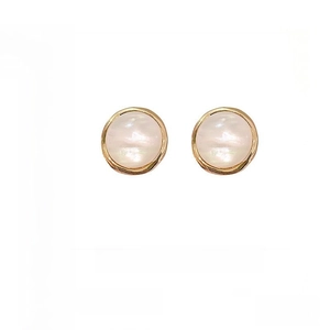 Detail view of round resin stud earrings with 925 silver posts and dimensions 2.5x2.5cm