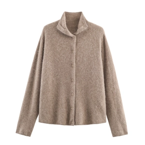 Elegante Cardigan In Maglia Da Donna Tinta Unita In Morbido Misto Lana Scollo A V Monopetto Manica Lunga Casual Top