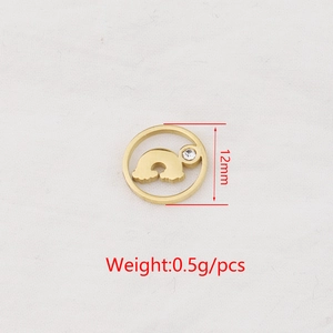 12mm gold hollow cloud pendant with sparkling crystal and stainless steel circle frame