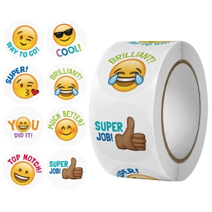 Emoji Reward Stickers Motivational Encouragement Labels For Classroom Students Teachers School Self Adhesive Round Smile Faces