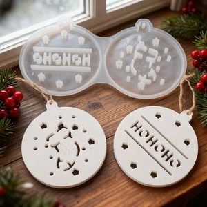 Silicone mold for DIY Christmas star ornaments and round festive gypsum pendants