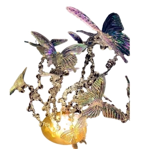 Handmade DIY butterfly crystal night light with warm LED glowing base for bedroom decor